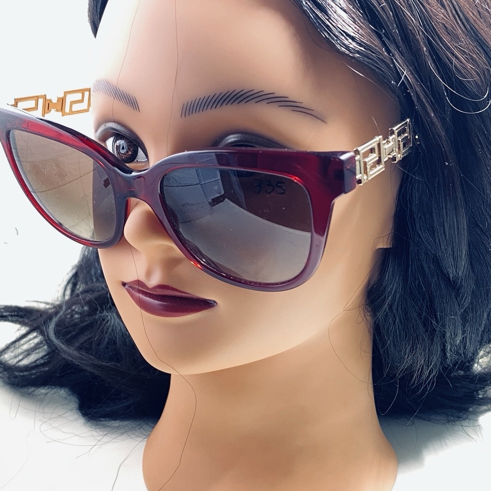 Versace MOD 4294 Burgundy Cat Eye Sunglasses Gold Medusa Italy 54 20